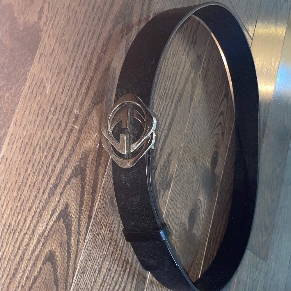 Gucci Black Leather Belt with Gold Buckle